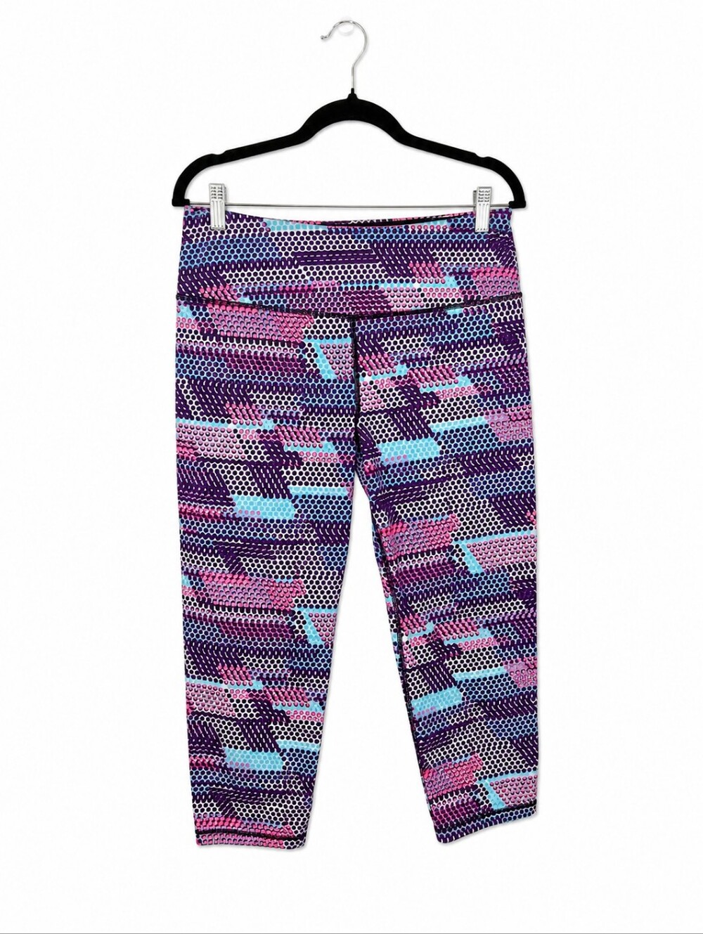 Victoria Sport Knockout Capri Yoga Leggings XS Purple Pink Blue Athletic Compres